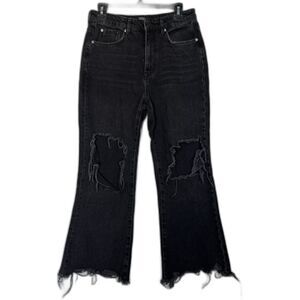 BDG Urban Outfitters BlackDistressed Flare Jeans Women Size 28 High Rise Ripped